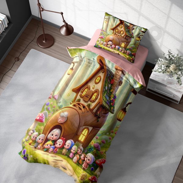 ست روتختی یکنفره طرح کودک مادر بزرگ و کوتوله ها سه بعدی