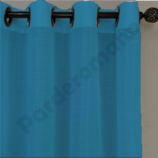 پرده آماده حریر بافتدار ضخیم (کتان نازلی) رنگ فیروزه ای